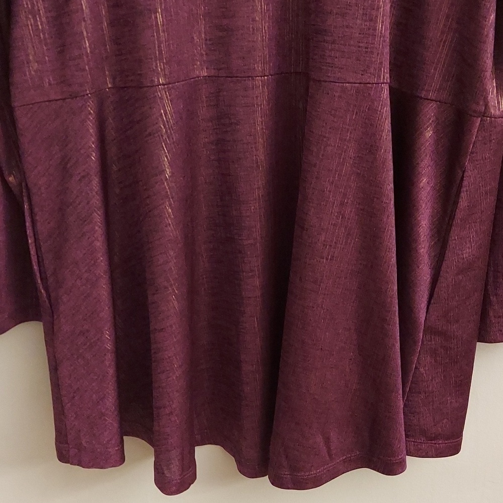 SUSAN GRAVER "As Is" Foil Print Open Front Long Sleeve Cardigan 1X Longline - Picture 10 of 11